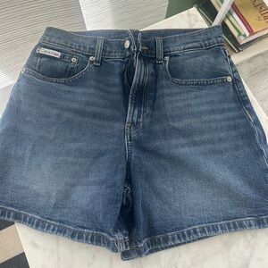 Calvin Klein Dark Blue High-Rise Denim Shorts